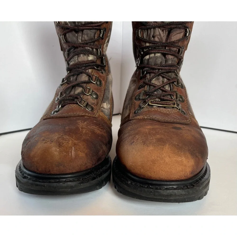 Cabelas Hunting Boots Mens 5 Brown Camo Leather Thinsulate Ultra Insulation